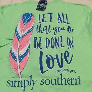 New with tags Simply Southern lime t shirt